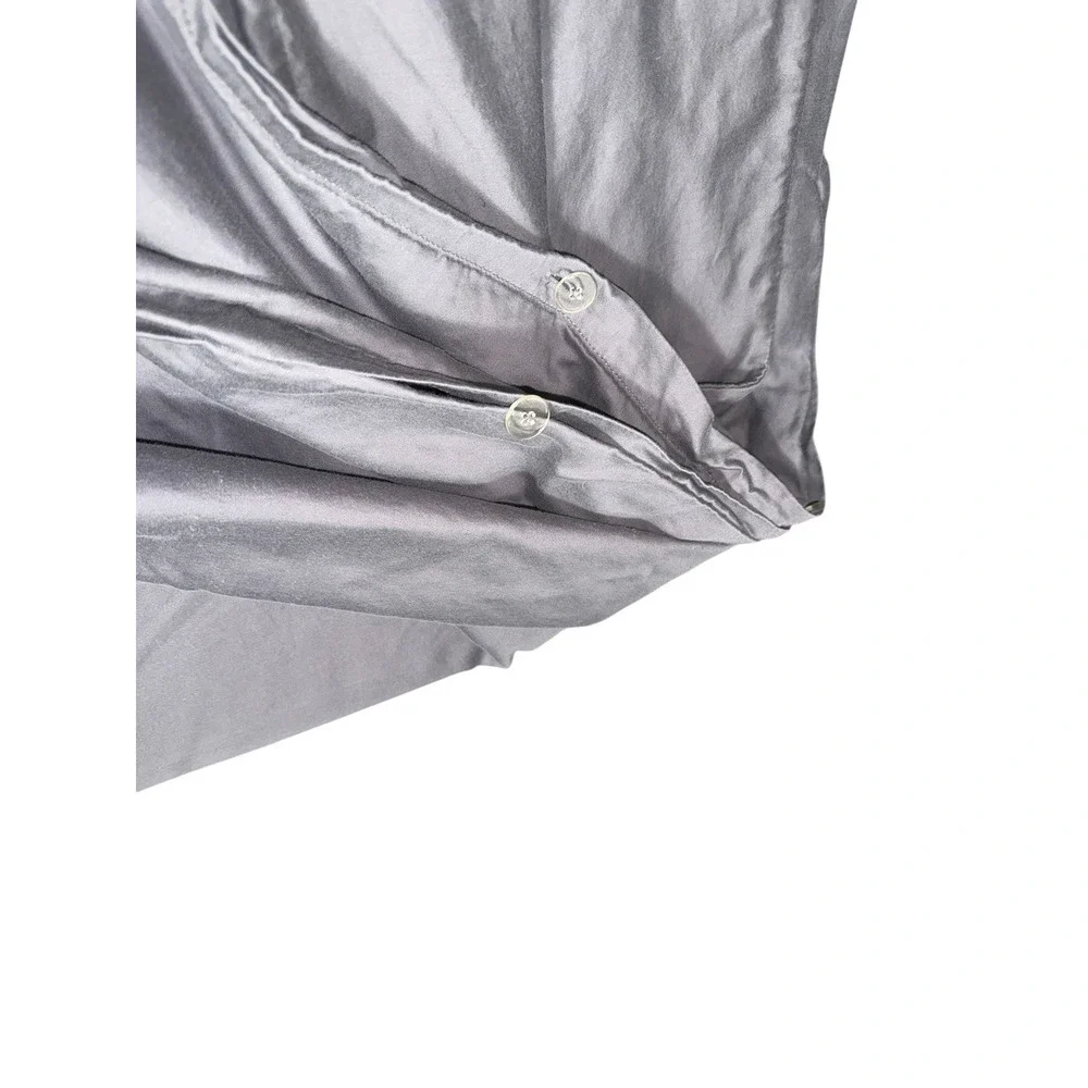 Charter Club Full Queen Size Duvet Cover Solid Gray 100% Pima Cotton Bedding